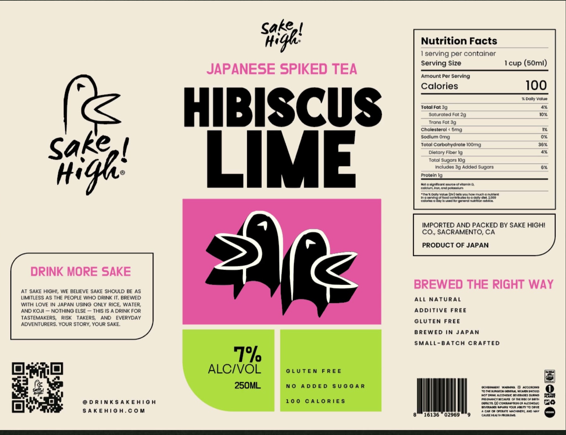 Sake High! Hibiscus Lime label design
